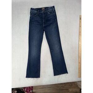 MOTHER The Hustler Ankle Fray Jean Home Movies Dark Wash High Rise Crop Flare 28